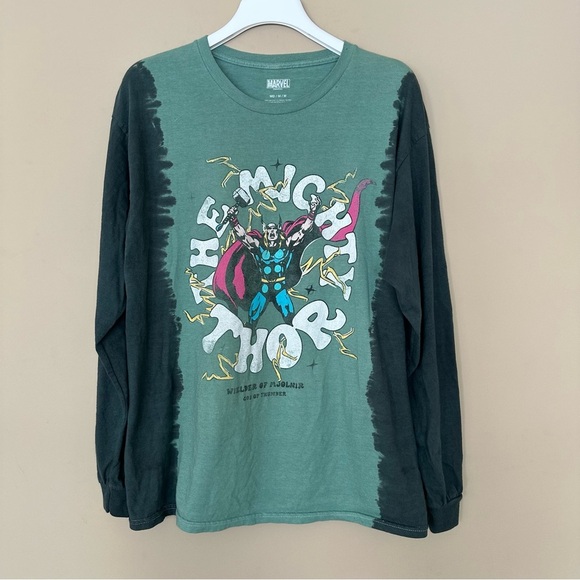 Thor Long Sleeve T-shirt Medium Unisex Marvel The Mighty Tie Dye Green Marvel - Picture 1 of 5